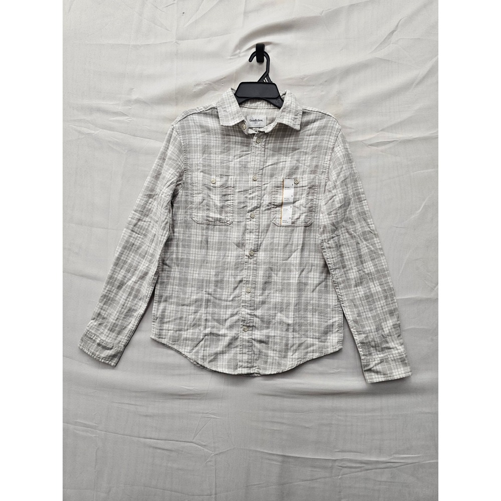Goodfellow & Co Mens Midweight Plaid Flannel Shirt Gray Cotton Size Small